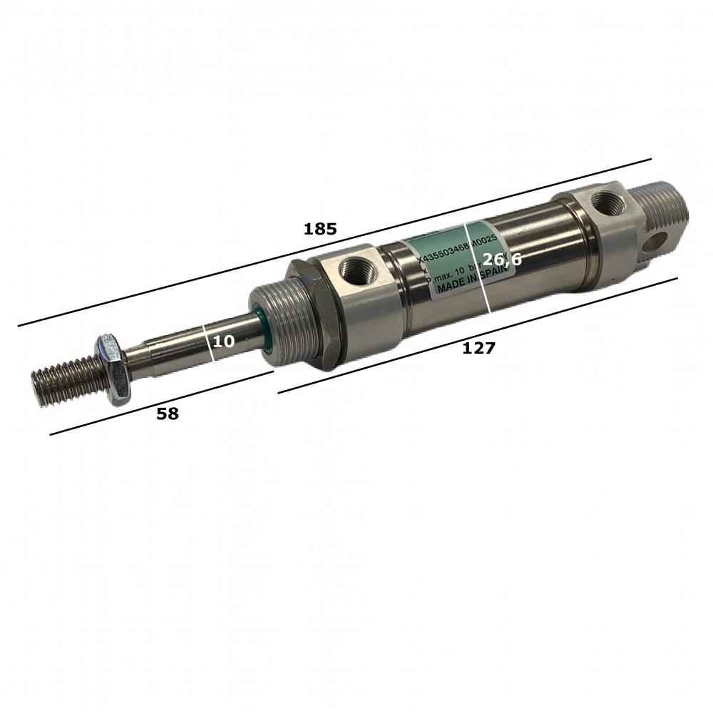 25 mm:n ruostumattomasta teräksestä valmistettu sylinteri, mitat ilmoitettu Variomix-ruostumattomasta teräksestä valmistettu sylinteri, 25 mm